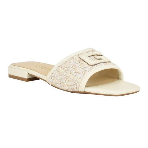 GUESS Women's Tampa Flat Sandal, Ivory, 5 - Image 1