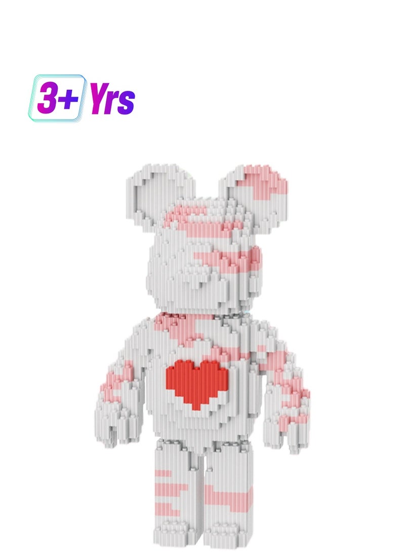 Miniature Small Particle Puzzle Building Blocks Gift Children's Educational Toy Puzzle (Pink And White Standing Bear) - Image 1