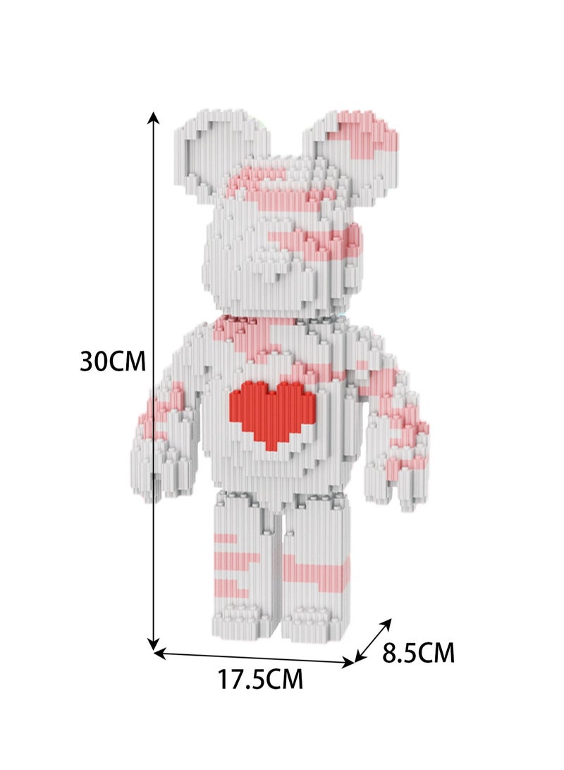Miniature Small Particle Puzzle Building Blocks Gift Children's Educational Toy Puzzle (Pink And White Standing Bear) - Image 2
