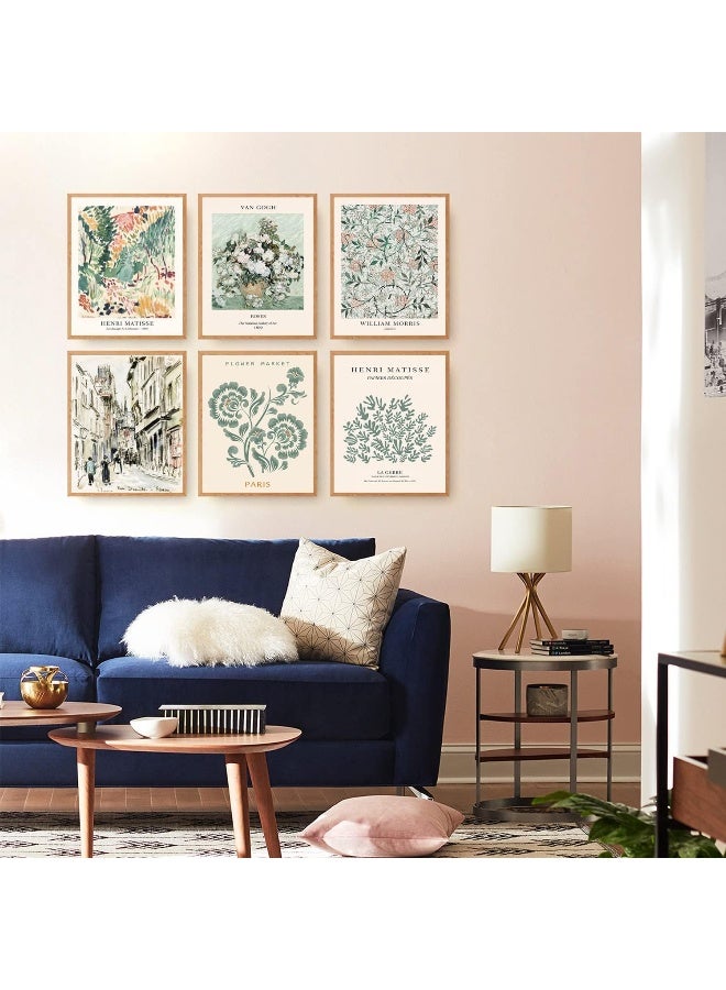 BPA Sage Green Matisse Wall Art Prints Set of 6 Canvas Vintage Eclectic Aesthetic Abstract Gallery Floral Van Gogh William Morris Flower Market for Bedroom Living Room Decor (11"x14" UNFRAMED) - Image 5