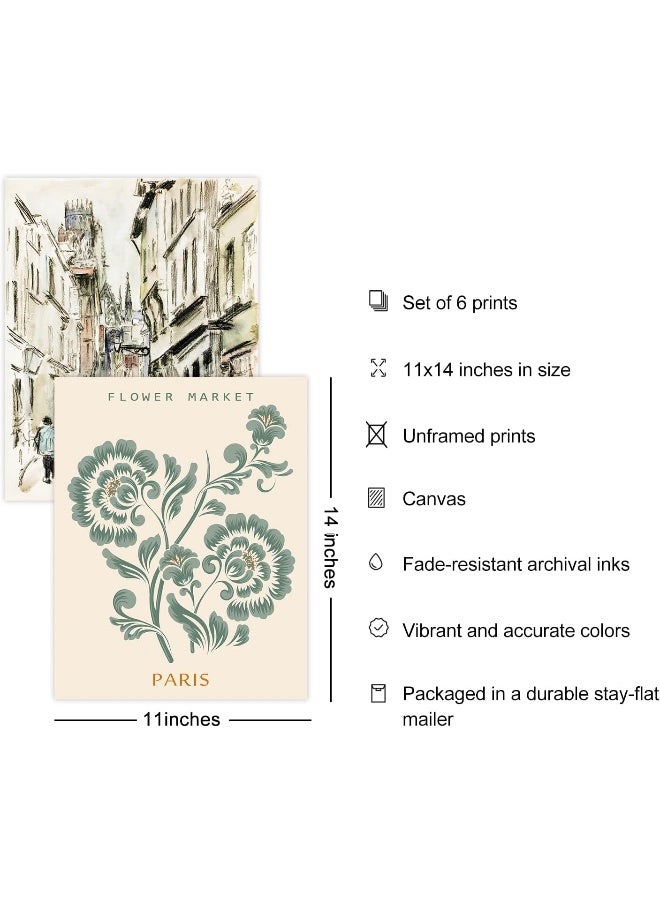 BPA Sage Green Matisse Wall Art Prints Set of 6 Canvas Vintage Eclectic Aesthetic Abstract Gallery Floral Van Gogh William Morris Flower Market for Bedroom Living Room Decor (11"x14" UNFRAMED) - Image 2