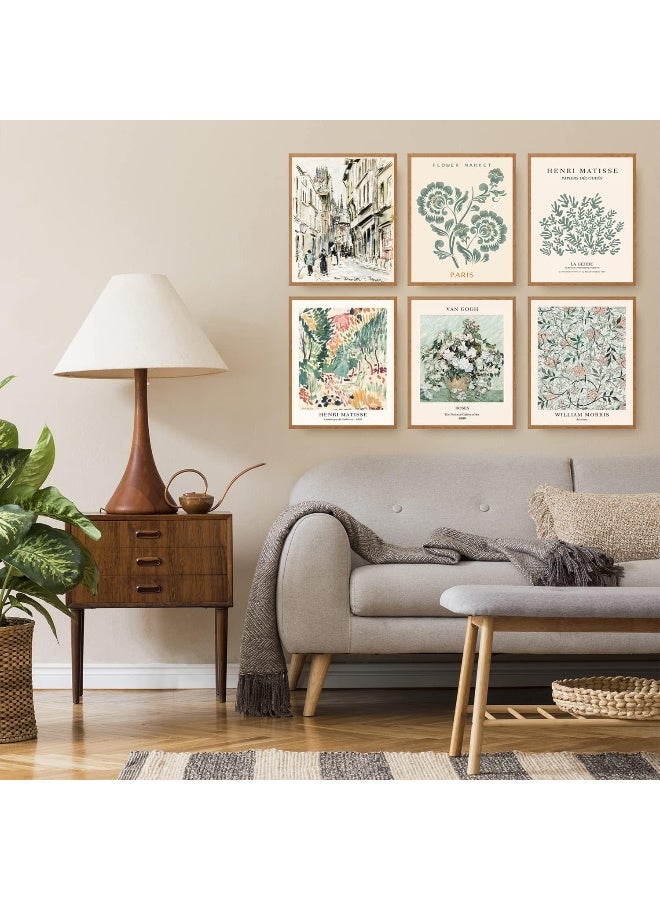 BPA Sage Green Matisse Wall Art Prints Set of 6 Canvas Vintage Eclectic Aesthetic Abstract Gallery Floral Van Gogh William Morris Flower Market for Bedroom Living Room Decor (11"x14" UNFRAMED) - Image 4