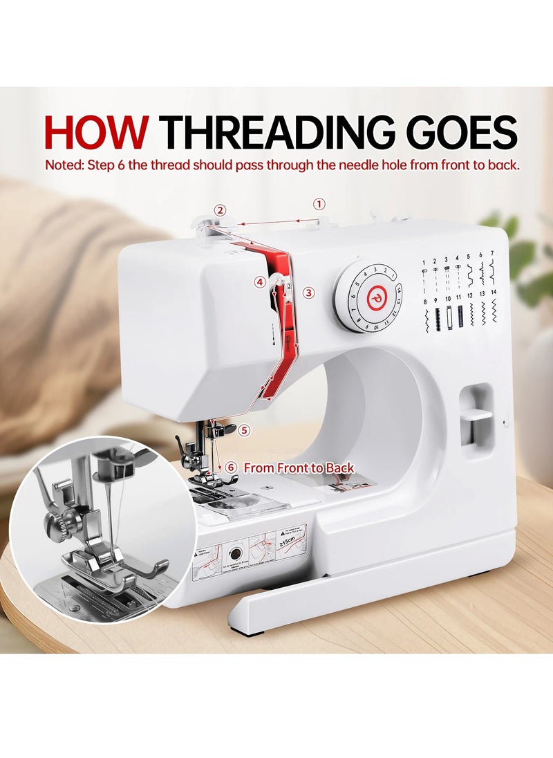 Joshberg Portable Electric Sewing Machine for Beginners, Mini Household Sewing Machine with Foot Pedal, 14 Stitches  - Image 5