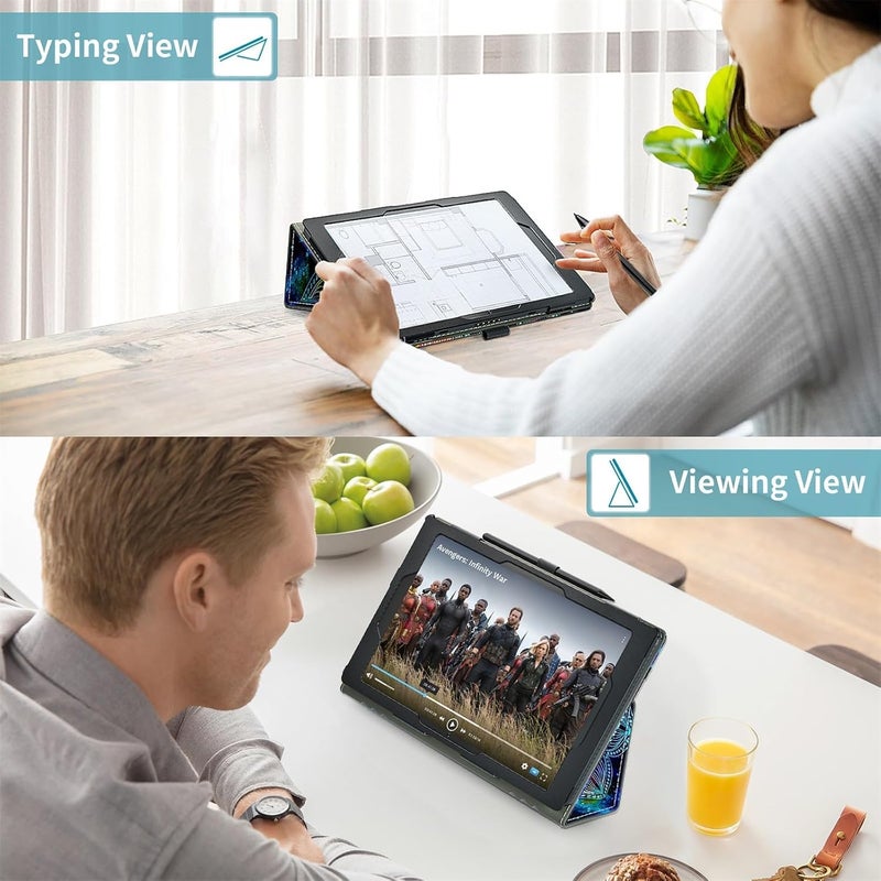 COOWPS غطاء لجهاز Amazon Fire HD 10 اللوحي الجديد تمامًا (الجيل الثالث عشر/الحادي عشر، إصدار 2023/2021) مقاس 10.1 بوصة - غطاء قائم قابل للطي رفيع مع تفعيل/إيقاف تلقائي، وحزام يدوي وحامل قلم، ماندالا المجرة - Image 5