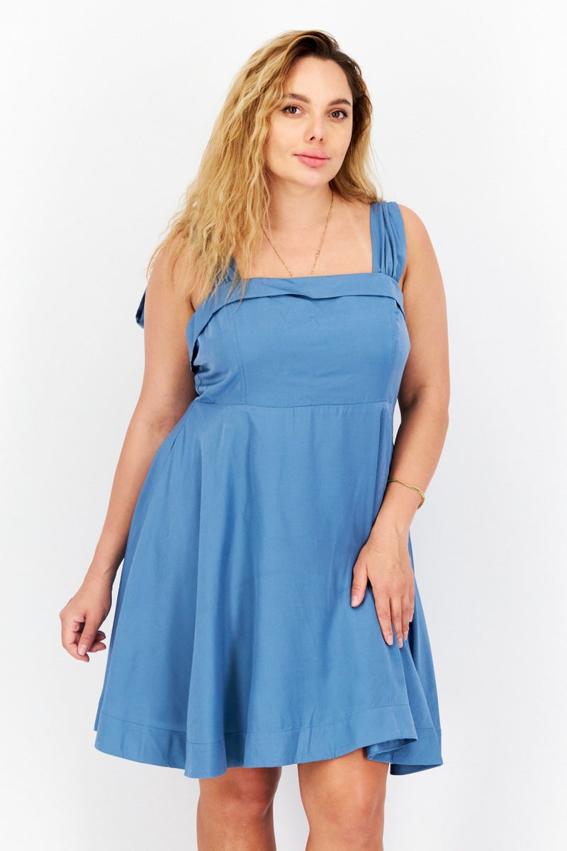 BCBGeneration Women Plain Mini Dress, Classic Blue - Image 1