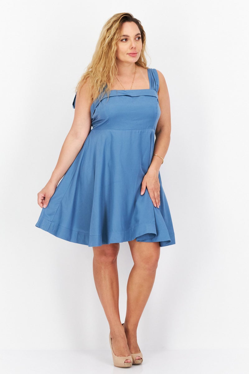 BCBGeneration Women Plain Mini Dress, Classic Blue - Image 2