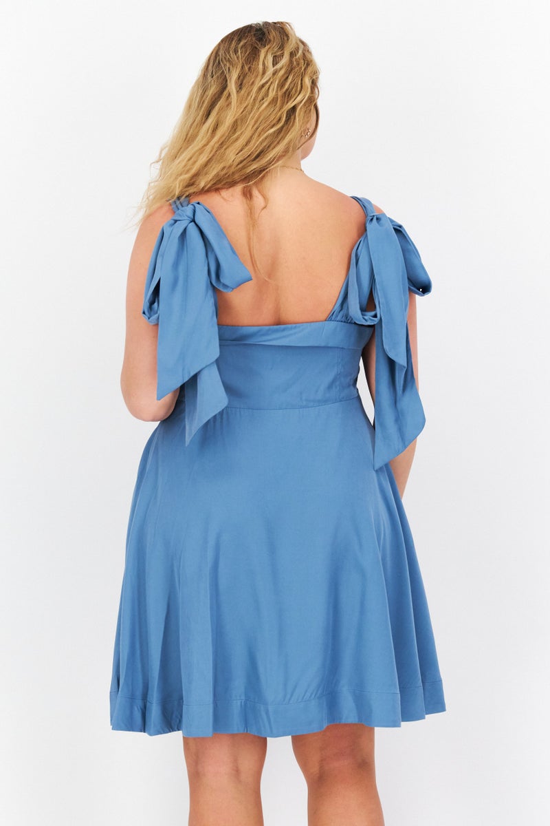 BCBGeneration Women Plain Mini Dress, Classic Blue - Image 4