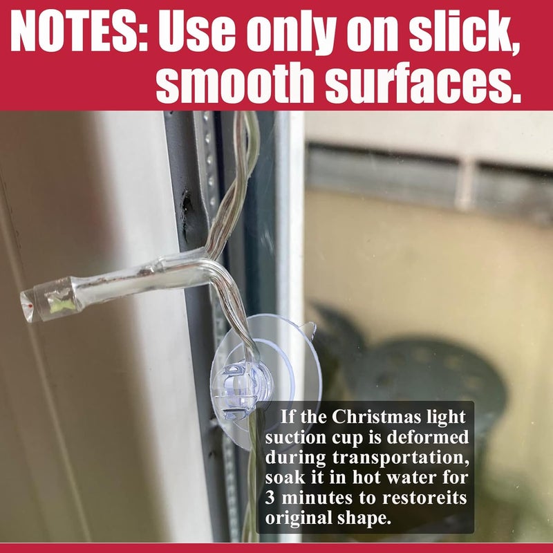 Miuezuth Mini Christmas Light Suction Cups [Set of 120] Small Holiday Light String Hooks Holders, Clear Rope Light Caddy Window Glass Suction Cup Clips Hang Seasonal Lights & Xmas Decorations - Image 5