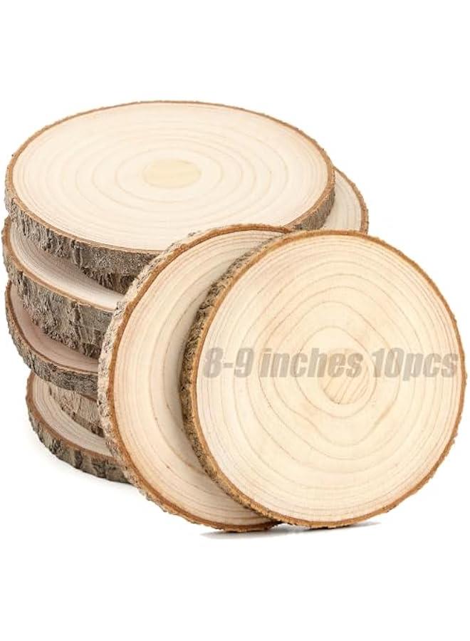 Arabest 10 pcs Large Unfinished Wood Slices for Centerpieces 8-9 inches Wood Rounds for Tables Decor Rustic Wood Circles for DIY Crafts and Wedding Decor Round Wooden Discs for Ornaments - Image 1