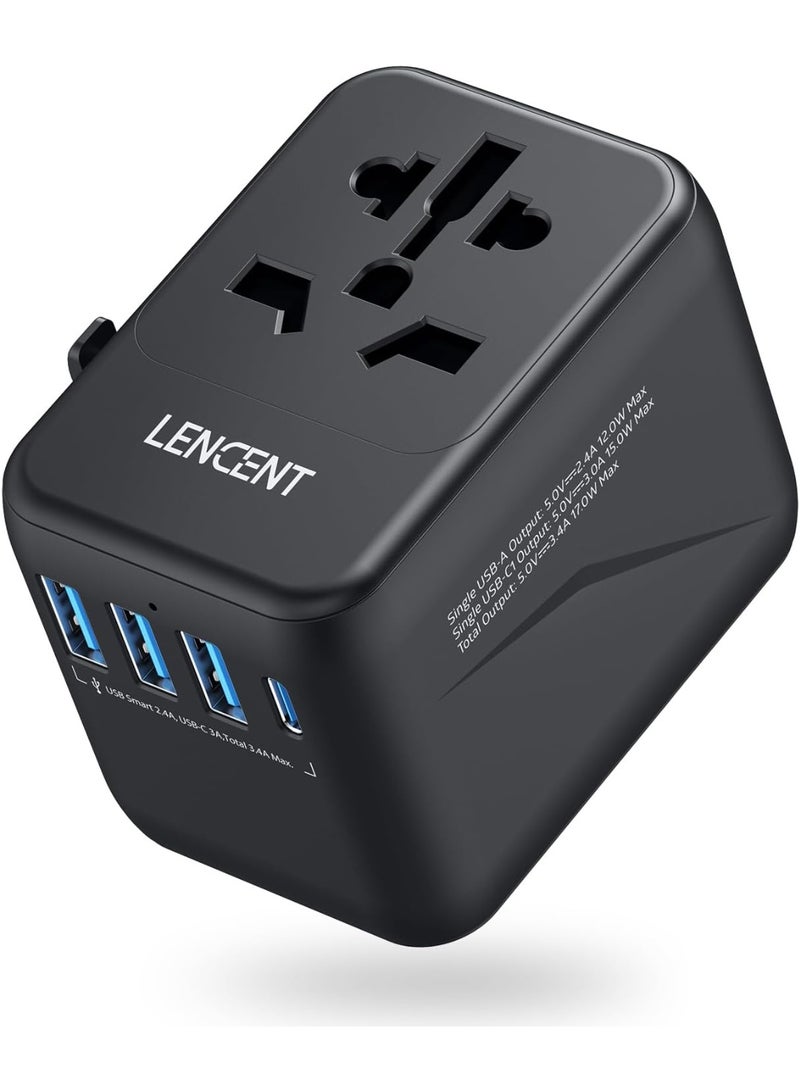 LENCENT Universal Travel Adapter, GaN III 65W International Charger with 2 USB Ports & 3 USB-C PD Fast Charging Adaptor, Worldwide Wall Charger for... - Image 1