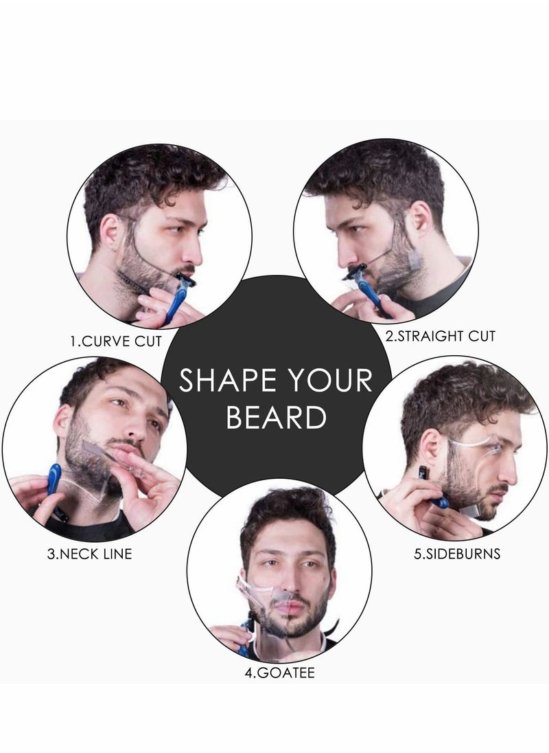 Excefore - Goatee Shaving Template for Men with 5 Different Sizes, Beard Guide Shaper with Comb, Beard Shaping & Styling Template Perfect for Hairline Line-up, Edging, Stencil for Trimming, Mustache, Goatee - Image 1