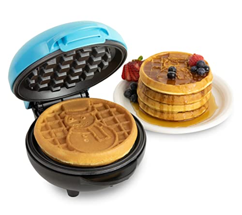 Nostalgia Nostalgia MyMini Personal Electric Snowman Waffle Maker 5Inch Cooking Surface Waffle Iron for Hash Browns French Toast Grilled Cheese Quesadilla Brownies Cookies Blue 