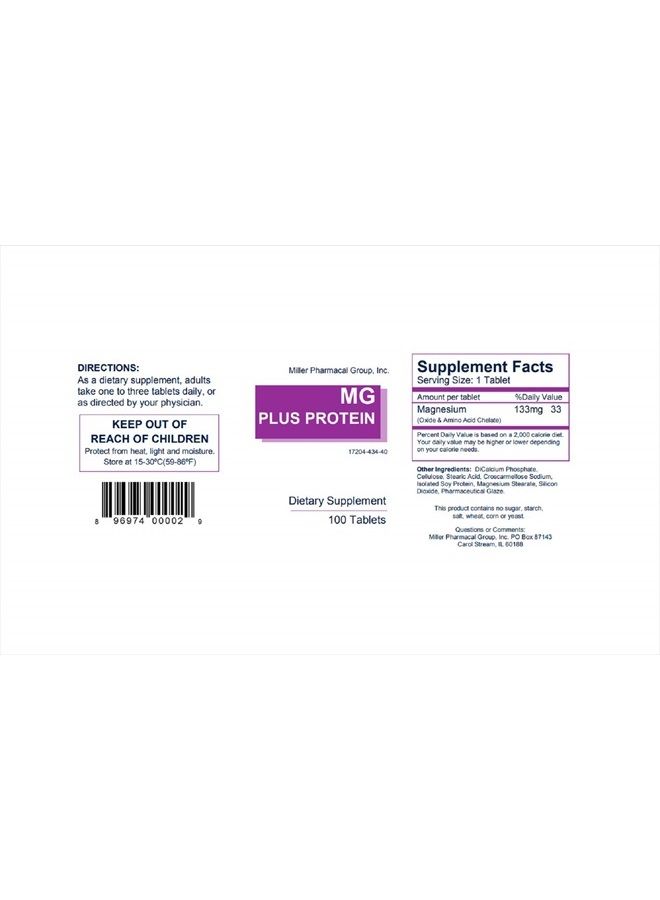 Mg Plus Protein Miller, 100 tabs by Mg Plus Protein (Pack of 2)  - Image 2