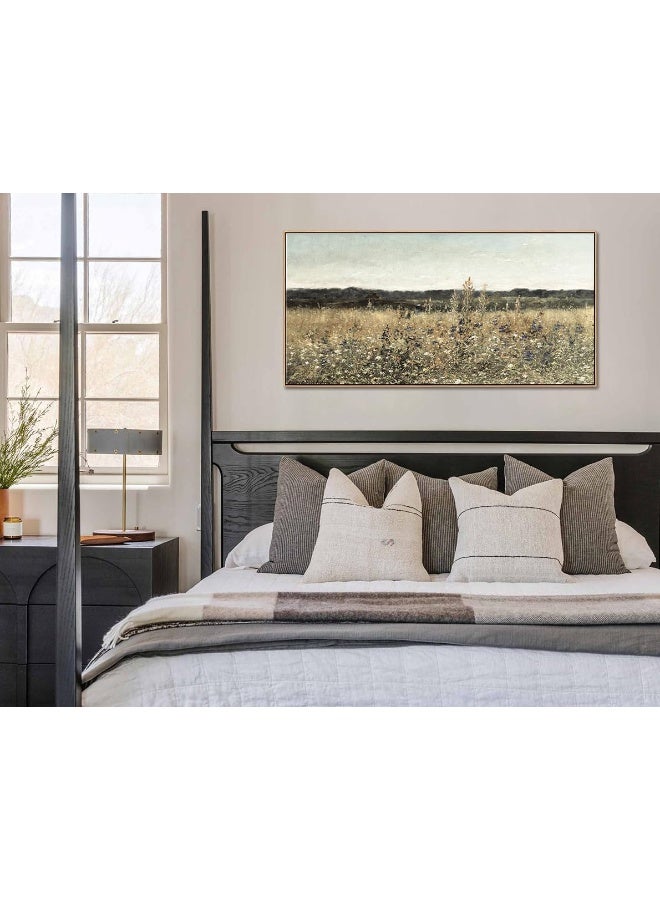 DJSYLIFE Framed Wall Art Decoration, Vintage Wildflower Field Canvas Wall Art - Image 3