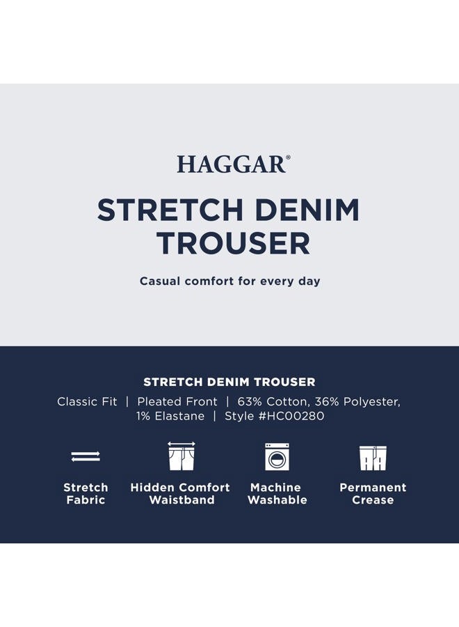 Haggar جينز رجالي بليت وجبهة مسطحة - مقاسات عادية وكبيرة وطويلة، أزرق متوسط، 40W / 29L - Image 4