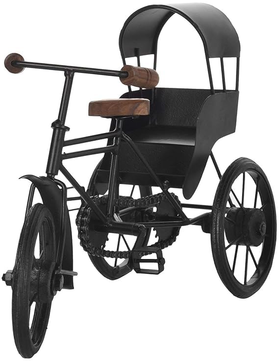 FAME ADDA FAME ADDA Handicraft Iron and Wood Decorative Miniature of Metal Cycle Rickshaw Showpiece for Home DecorOffice Table Top DecorativeLiving Room DecorationBookshelf DecorGift ItemsPack of 1Black 