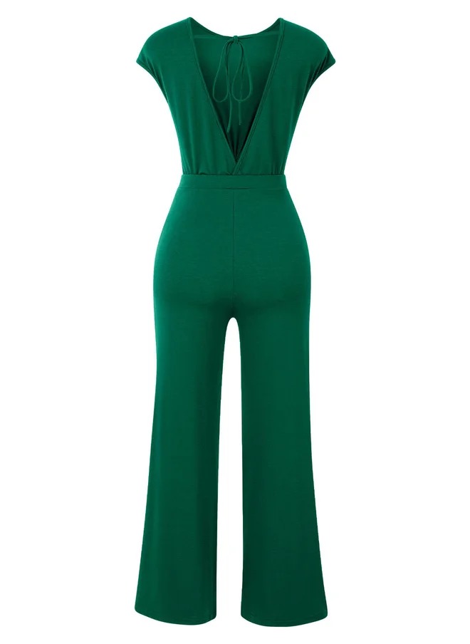 Take Two Take Two Solid Wide Leg Knotted Front Jumpsuit