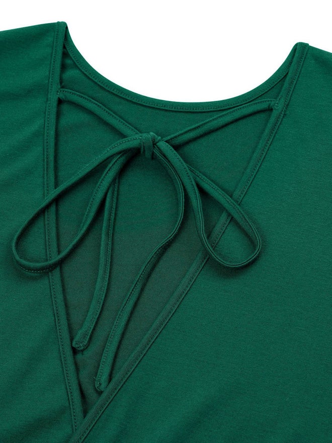 Take Two Solid Wide Leg Knotted Front Jumpsuit - Image 5