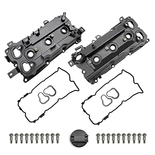 MITZONE Engine Valve Covers with Gaskte and Bolts Compatible with 2008-2018 Nissan 350Z Infiniti G35 Ex35 M35 M35H FX35 Q70 Q50 VQ35HR 3.5L Repalce # 13264-Jk20A 13264-Jk20B - Image 1