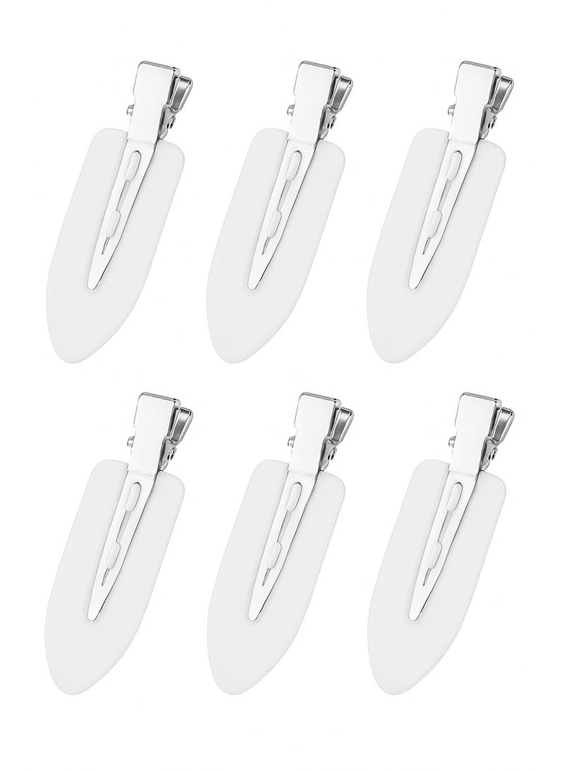 كير اند سمايل مشابك للعناية بالشعر والابتسامة بدون انحناء، بدون تجاعيد، لتصفيف الشعر والمكياج وتجعيد الشعر بدون حرارة، بمقبض سيليكون ناعم غير قابل للانزلاق، بجودة صالونية، باللون الأبيض - Image 1