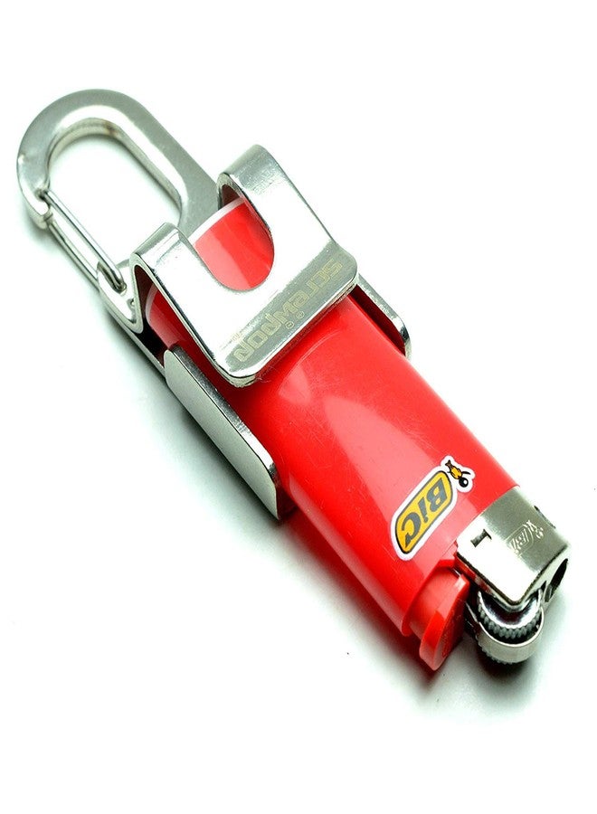 Screwpop Bic Standard Full-Size Lighter Holder Keychain Multi Tool with Carabiner Clip and Bottle Opener Stainless Steel Construction (Lighter Not Included) - Image 3