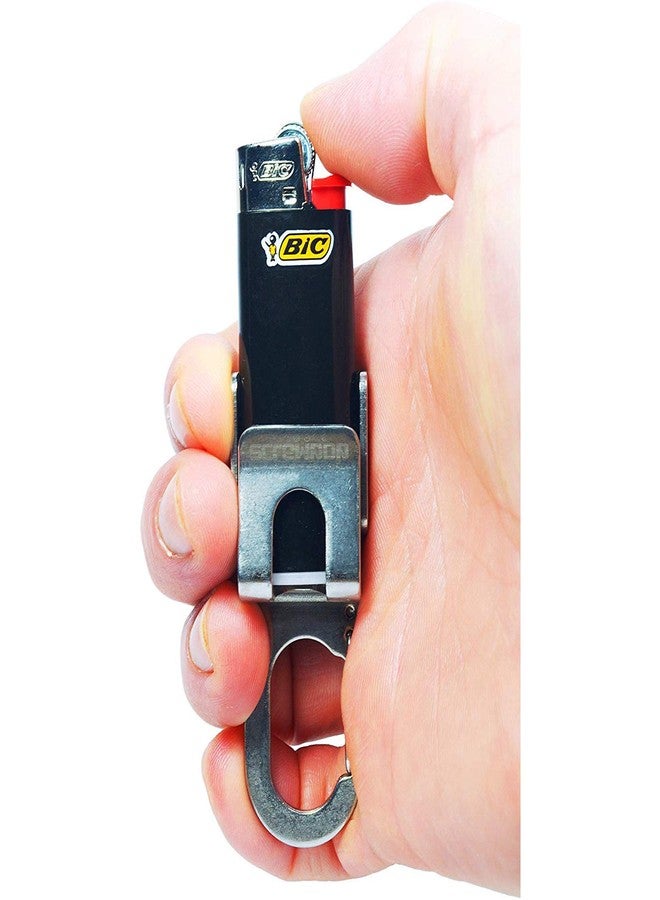 Screwpop Bic Standard Full-Size Lighter Holder Keychain Multi Tool with Carabiner Clip and Bottle Opener Stainless Steel Construction (Lighter Not Included) - Image 4