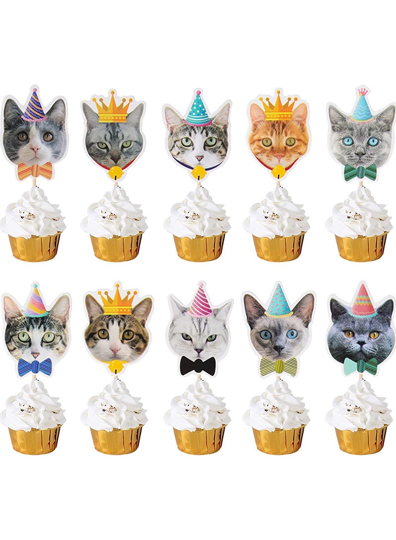 SYOSI 42pcs Cat Birthday Party Decoration Set Cat Face Banner Latex Balloons Kitten Happy Birthday Cake Cupcake Toppers for Meow Kitty Theme Birthday Party Supplies - Image 4