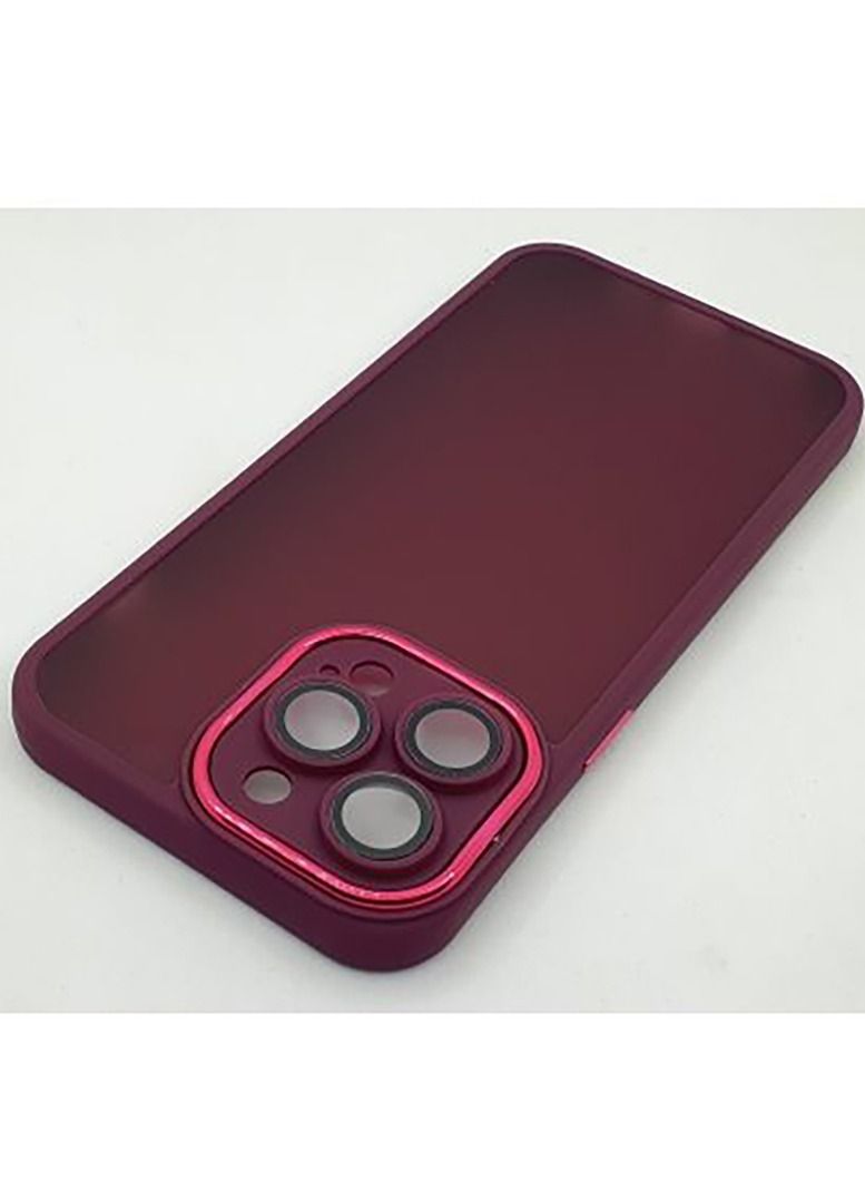 IPhone 14 Pro (6.1 Inch) Case Full Protection Cover With Glass Lens Protection - Dark Red