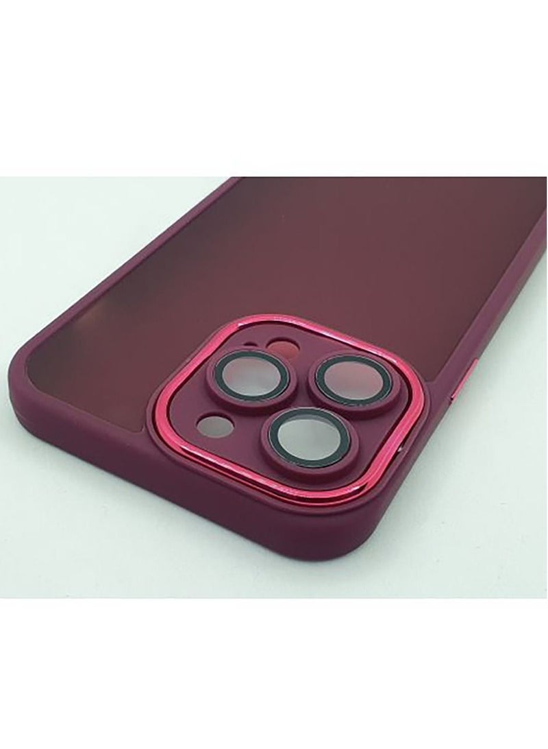 IPhone 14 Pro (6.1 Inch) Case Full Protection Cover With Glass Lens Protection - Dark Red