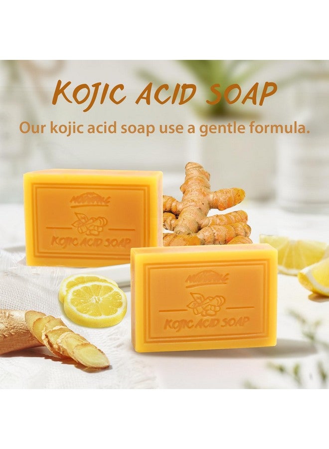 بوب مودرن.سي صابون حمض الكوجيك من بوب مودرن.سي، صابون الكركم، 3 قطع، مزيل للبقع الداكنة للوجه والجسم، صابون استحمام مرطب، توحيد لون البشرة، فيتامينات سي، صابون لعلاج حب الشباب، مزيل للرؤوس السوداء، 3 × 100 جرام، هدية عيد الميلاد - Image 5