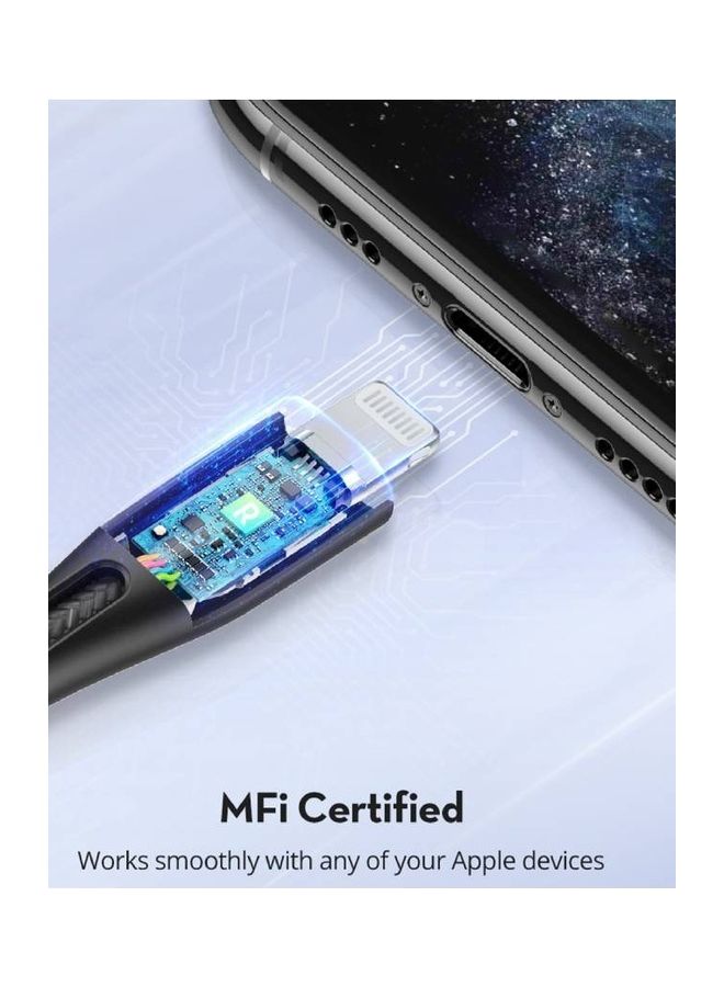 راف باور Mfi كيبل نايلون راف باور من تايب سي إلى لايتنينق 2 متر - اسود أسود - Image 5
