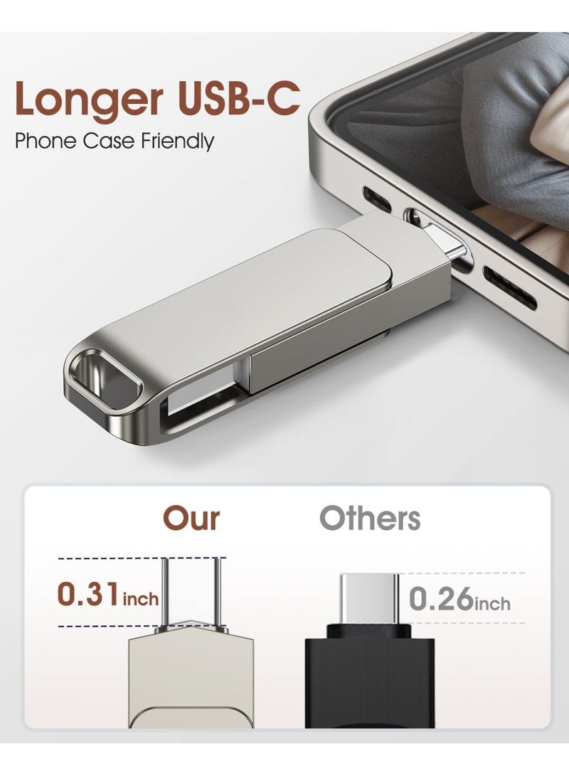 M.A&F's ذاكرة فلاش USB-C سعة 64 جيجابايت، ذاكرة مزدوجة المنفذ USB 3.1 OTG، نقل بيانات سريع يصل إلى 100 ميجابايت في الثانية، تصميم معدني أنيق، سلسلة مفاتيح محمولة، متوافقة مع أجهزة أندرويد و iOS - Image 5