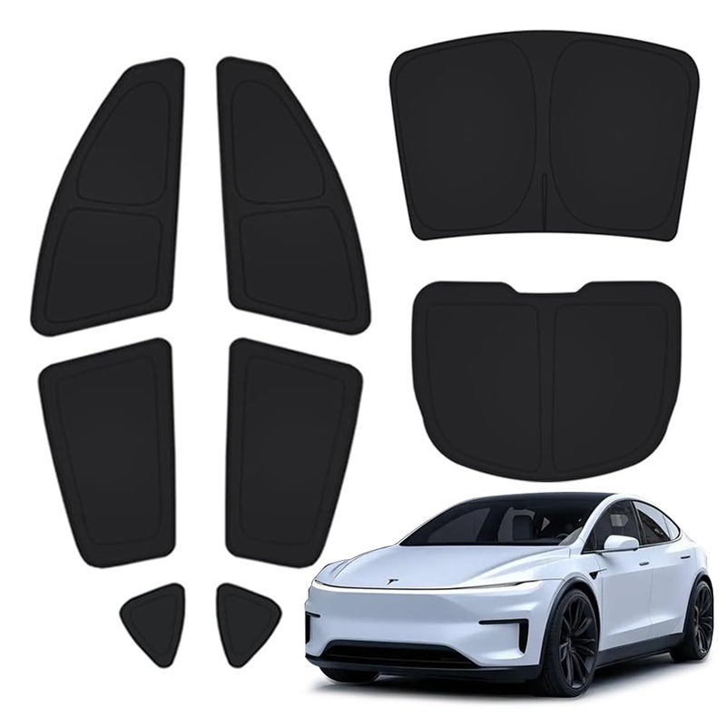 TESBEAUTY 2025 2026 Tesla Model Y Juniper Camping Privacy Curtain 8Piece Camping Shades Privacy Screens Tesla Model Y Sunshades UV Blocker Darker Thicker 5Layer Material Tesla Accessories Foldable