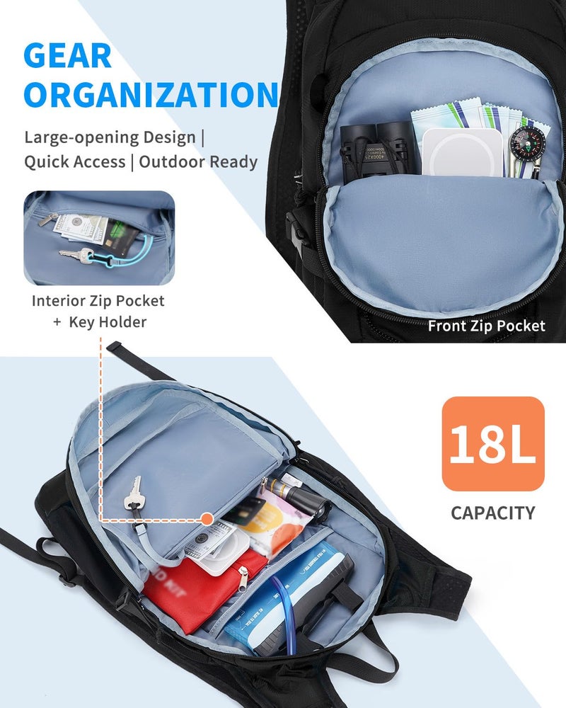 Blue Quartz Hydration Backpack with 2L Water Bladder, 18L Hiking Backpack for Women Men, Lightweight Water Pack with Phone Pocket for Quick Access, Hydration Pack for Cycling, Running, Biking - Image 4