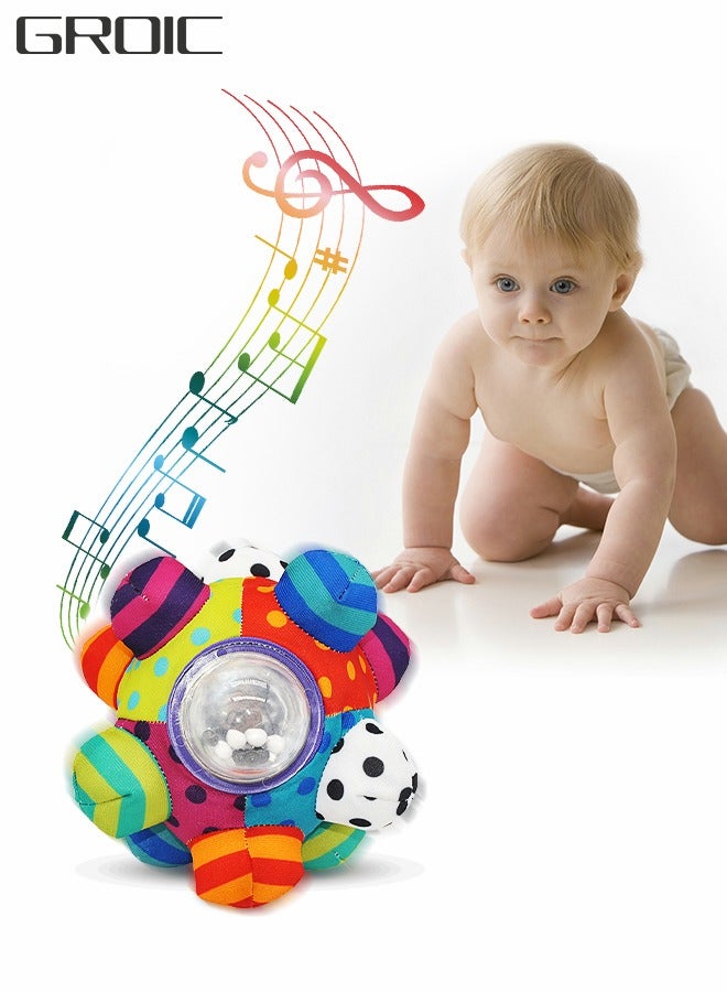 GROIC كرات قماش ملونة، ألعاب خشخشة للأطفال، ألعاب كرة ارتطام لتنمية الإدراك، ألعاب تنمية دماغ الأطفال، كرات كرة قدم خشخشة للأطفال، ألعاب حسية للأطفال - Image 1