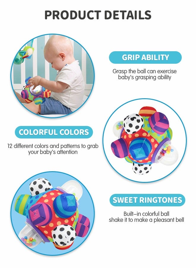 GROIC كرات قماش ملونة، ألعاب خشخشة للأطفال، ألعاب كرة ارتطام لتنمية الإدراك، ألعاب تنمية دماغ الأطفال، كرات كرة قدم خشخشة للأطفال، ألعاب حسية للأطفال - Image 3