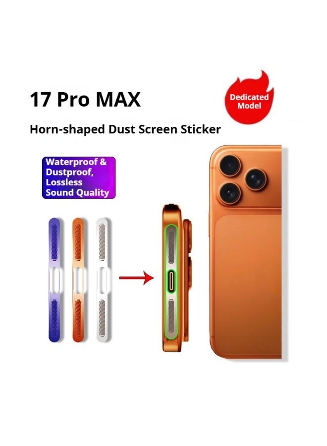 Premium 7-Piece Camera Lens Protector & Anti-Dust Mesh Kit for Apple iPhone 17 Pro Max | 3x Orange Lens Cover Rings + 4x Speaker Dust Net Stickers - Image 2