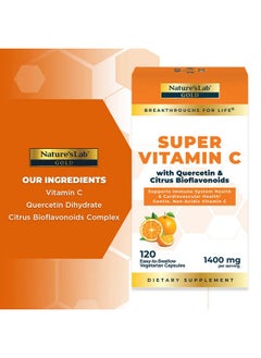 Nature's Lab Nature’S Lab Gold Super Vitamin C 1000Mg Immune System Support Contains Bioflavonoids Complex & Quercetin Nonacidic Nongmo Gluten Free Vegan 120 Capsules (2 Month Supply)  - Image 4