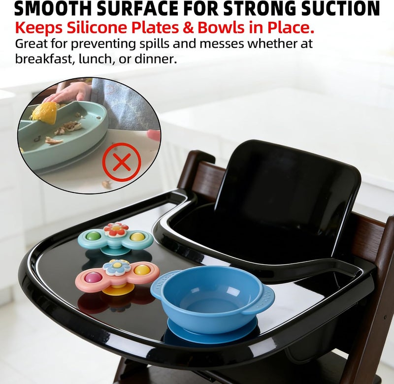 LuQiBabe Baby High Chair Tray Compatible with Stokke Tripp Trapp V2+, Replacement Tray for Stokke High Chair, Smooth Surface & Strong Suction, BPA-Free & Dishwasher Safe, Toddlers 6–36 Months - Black - Image 3