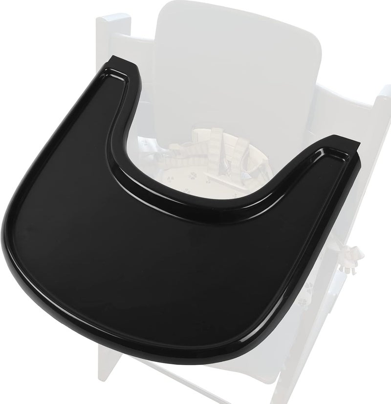 LuQiBabe Baby High Chair Tray Compatible with Stokke Tripp Trapp V2+, Replacement Tray for Stokke High Chair, Smooth Surface & Strong Suction, BPA-Free & Dishwasher Safe, Toddlers 6–36 Months - Black - Image 1