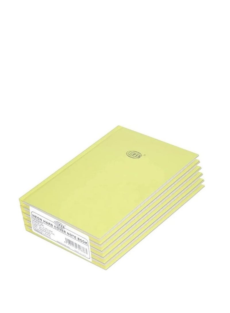 FIS FSNBA5N363 Single Line Neon Hard Cover Notebook 5-Pieces, A5 Size, Yellow - Image 3