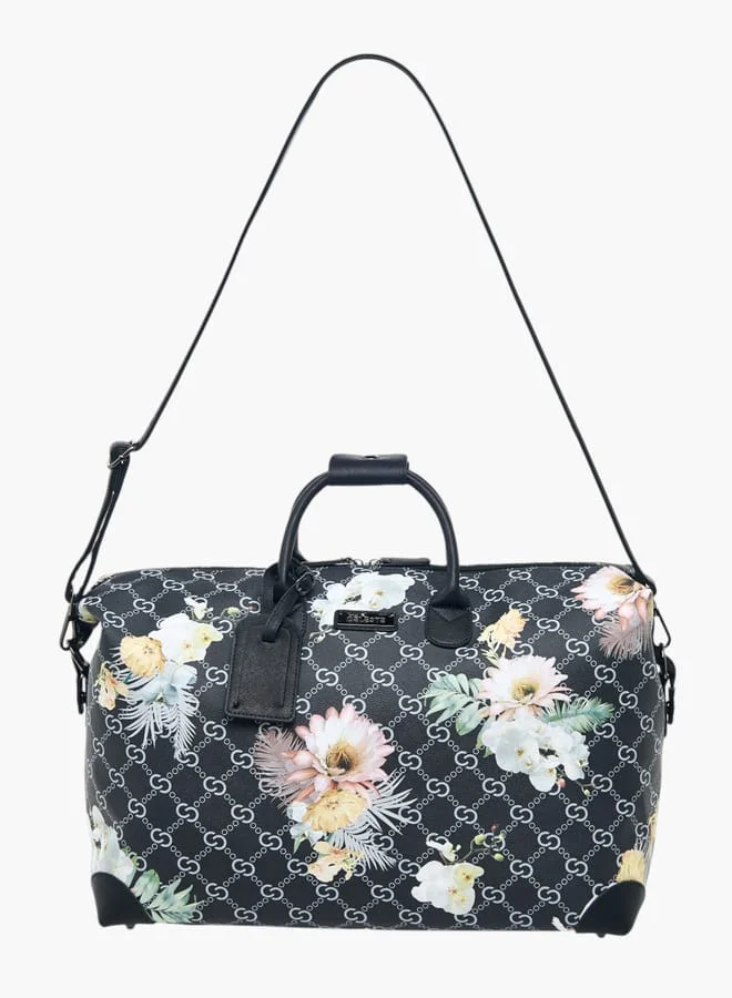Celeste Men Floral Print Duffle Bag with Detachable Strap and Zip Closure