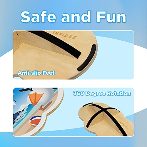 INFIDEZ 360 Degree Rotation Cute Penguin Wooden Balance Board Kids With Crossed Base, Balance Wobble Board For Balance, Balance Board Toddler Supporter, Balance Boards for Stability and Core Training - Image 3