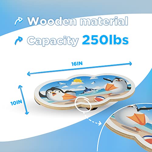 INFIDEZ 360 Degree Rotation Cute Penguin Wooden Balance Board Kids With Crossed Base, Balance Wobble Board For Balance, Balance Board Toddler Supporter, Balance Boards for Stability and Core Training - Image 2