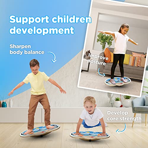 INFIDEZ 360 Degree Rotation Cute Penguin Wooden Balance Board Kids With Crossed Base, Balance Wobble Board For Balance, Balance Board Toddler Supporter, Balance Boards for Stability and Core Training - Image 5