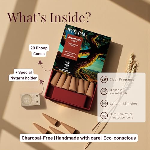 Nytarra Luxury Loban Incense Cones | Dhoop Cones for Pooja | 40 Natural Incense Cones | Ceramic Burner Included | Traditional dhoop for Puja, Cleansing, Meditation | No Charcoal - Image 3
