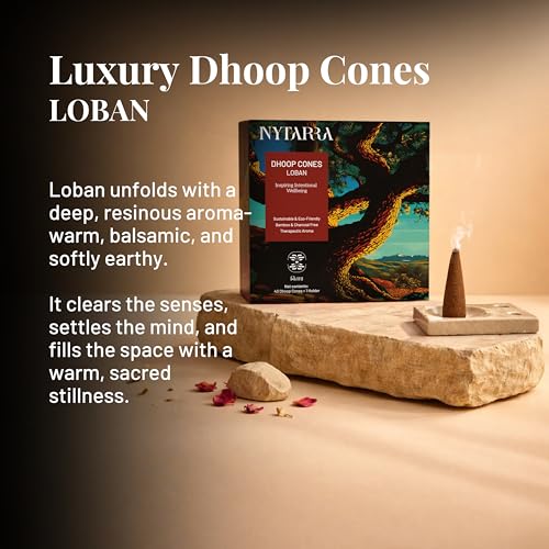 Nytarra Luxury Loban Incense Cones | Dhoop Cones for Pooja | 40 Natural Incense Cones | Ceramic Burner Included | Traditional dhoop for Puja, Cleansing, Meditation | No Charcoal - Image 2
