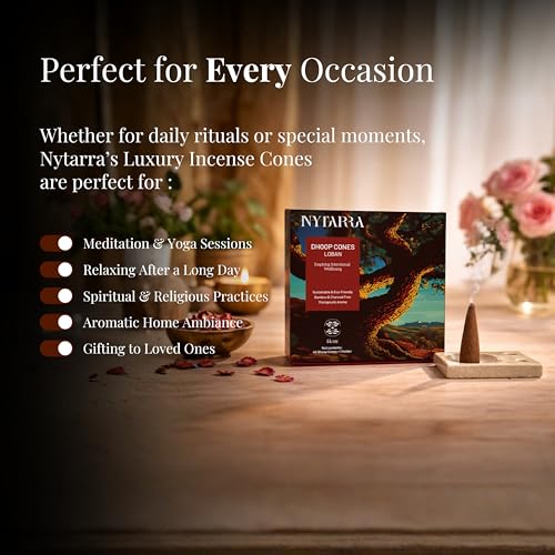 Nytarra Luxury Loban Incense Cones | Dhoop Cones for Pooja | 40 Natural Incense Cones | Ceramic Burner Included | Traditional dhoop for Puja, Cleansing, Meditation | No Charcoal - Image 5