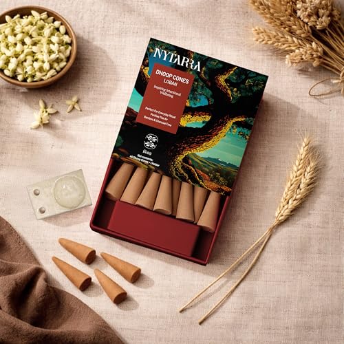 Nytarra Luxury Loban Incense Cones | Dhoop Cones for Pooja | 40 Natural Incense Cones | Ceramic Burner Included | Traditional dhoop for Puja, Cleansing, Meditation | No Charcoal - Image 1
