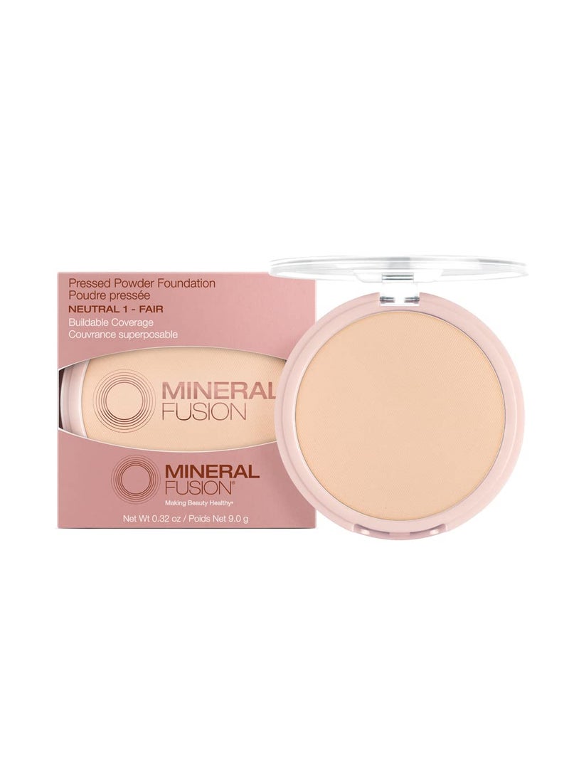 Mineral Fusion - Mineral Fusion Pressed Powder Foundation, Neutral 1 - Fair Skin w/Peachy Undertones, Age Defying Foundation Makeup with Matte Finish, Talc Free Face Powder, Hypoallergenic, Cruelty-Free, 0.32 Oz - Image 1